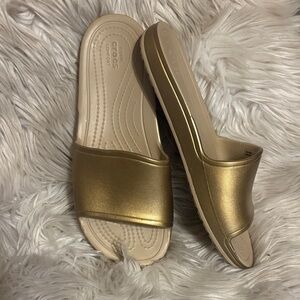 CROCS Metallic Gold Women's Slide Sandals